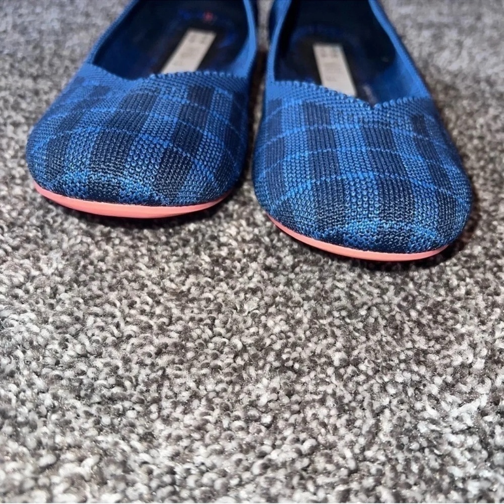 Rothy's RARE Retired The Flat in Indigo Gingham Retired size 8 - Picture 4 of 5